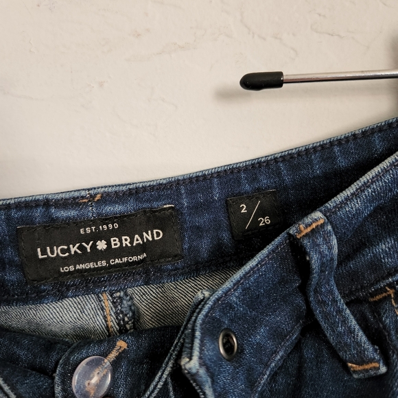 LUCKY BRAND Women Bridgette Lace Up Blue Jeans With TULIP Hem Detail Size 2/26. - Picture 3 of 3